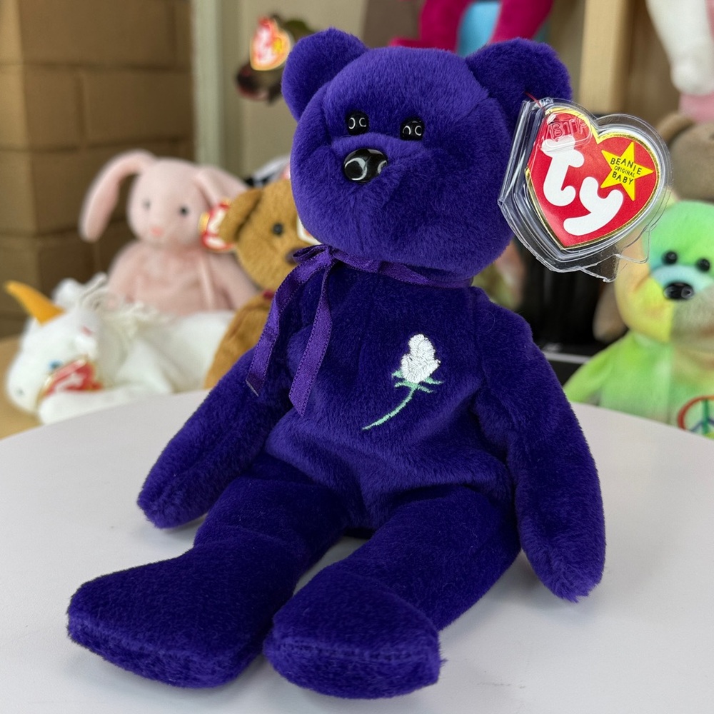 👑❤️RARE - PVC Pellets - 1st Edition Ty Beanie Baby Princess Bear - China - MWMT